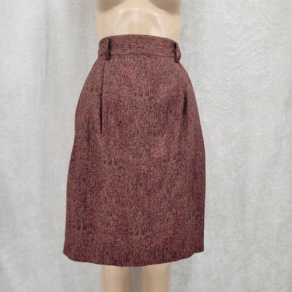 Ellen Tracy Vintage 90s Silk Midi Skirt with Belt Loops and Pockets Women's 10